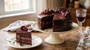 The Best Dark Chocolate Cherry Mousse Cake (Elegant)